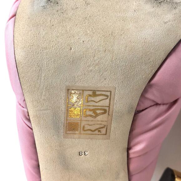 Dolce & Gabbana Pink Quilted Nylon DG Heel Slip On Puffy Mule Sandals 38 - Picture 7 of 10